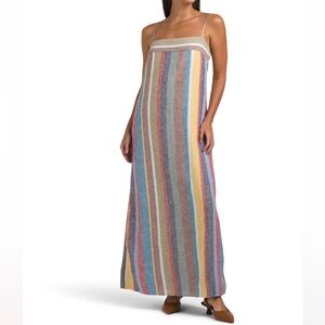 Magaschoni Linen Blend Stripe Maxi Dress S Staud Laura Vibes!